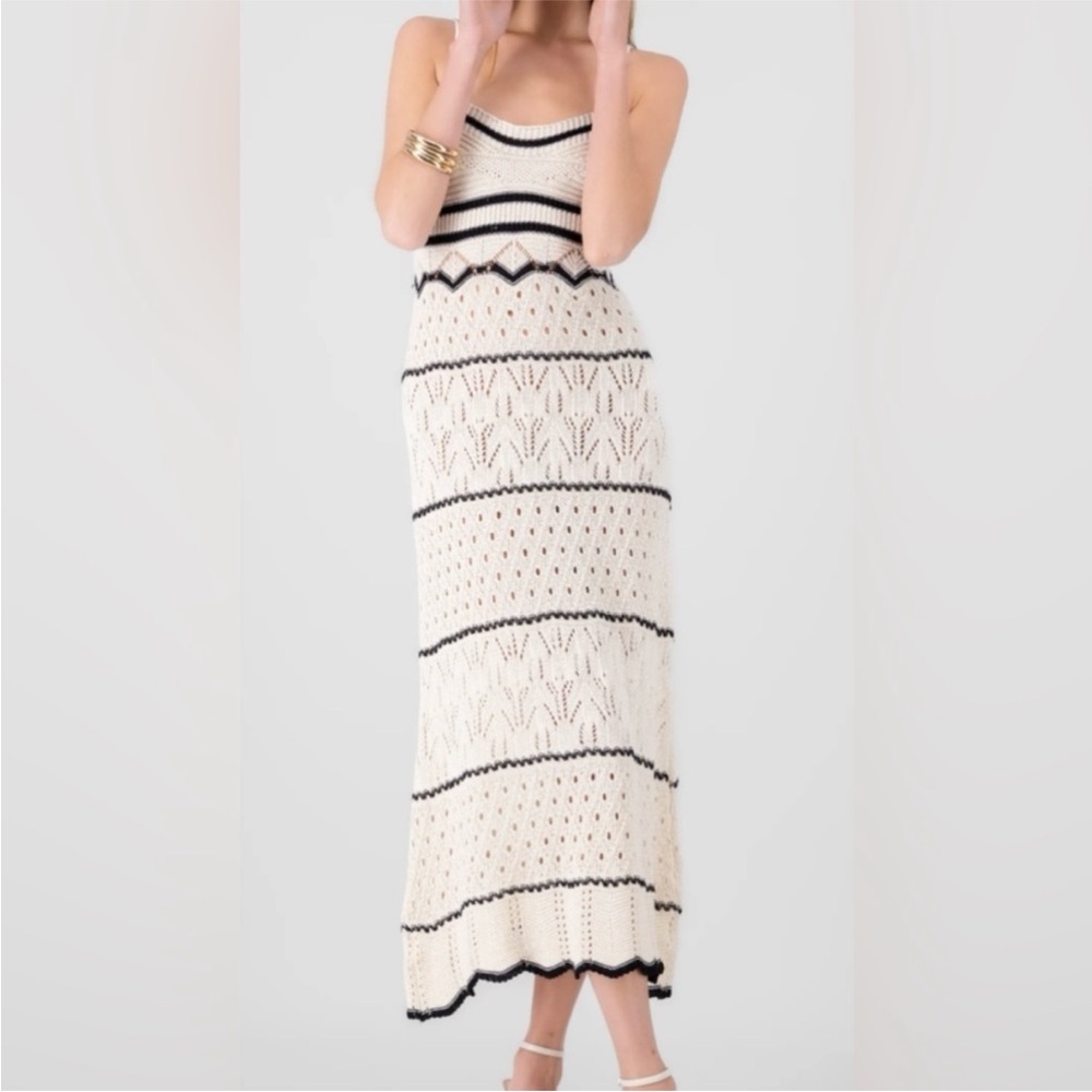 RIHOAS Cream Knit Top with Black Stripe Detail - Picture 2 of 10